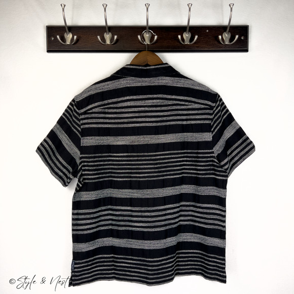 Ben Sherman Striped Polo Black Vacation Relaxed Tee Men's Medium NWT $99 - Picture 5 of 5